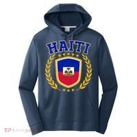 Haiti Flag Crest Shield Logo Performance Fleece Hoodie thumb 0