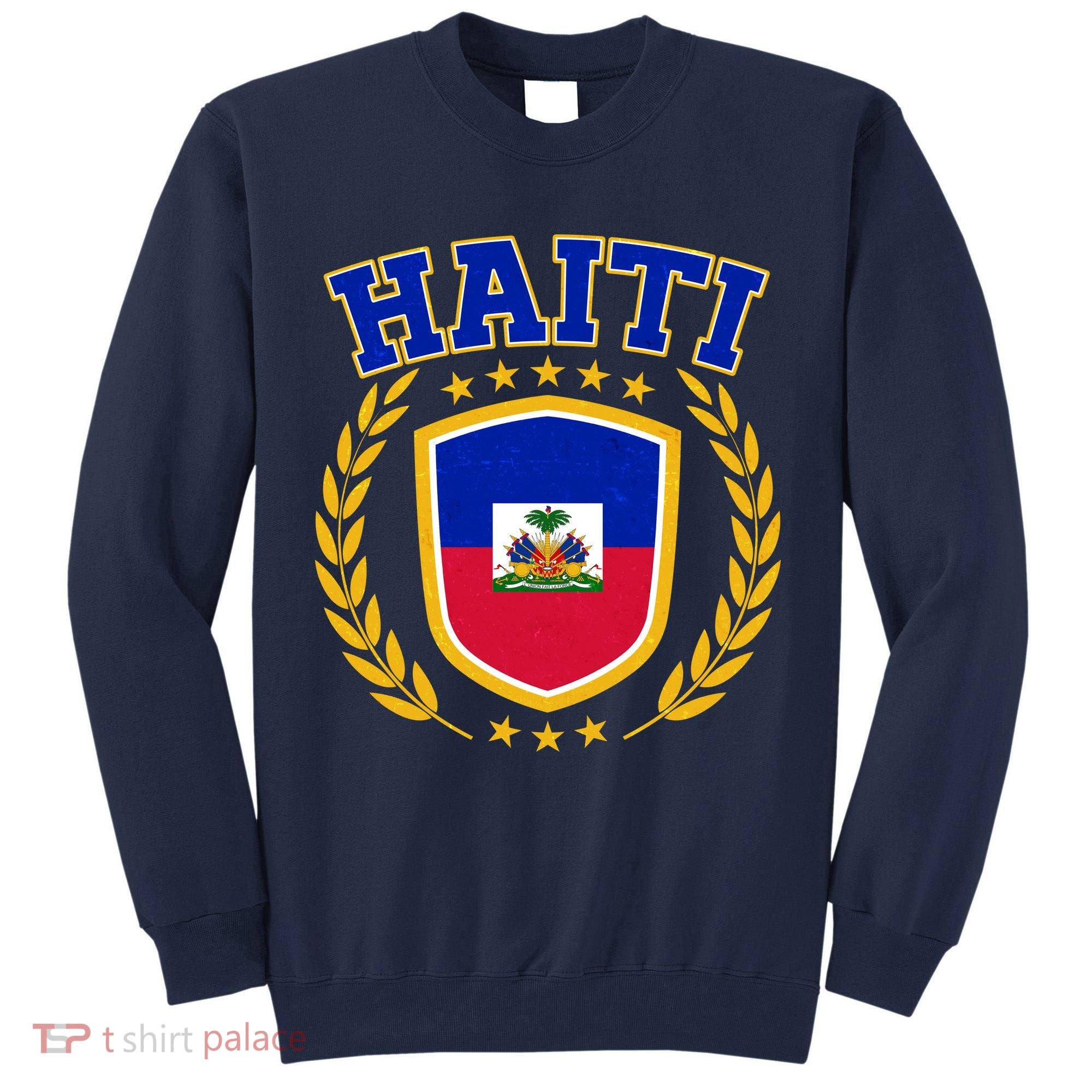 Haiti Flag Crest Shield Logo Tall Sweatshirt