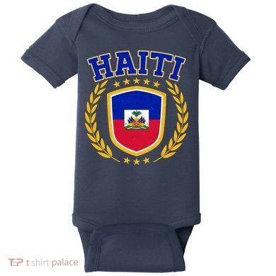 Haiti Flag Crest Shield Logo Baby Bodysuit