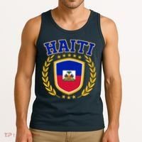 Haiti Flag Crest Shield Logo Tank Top thumb 3