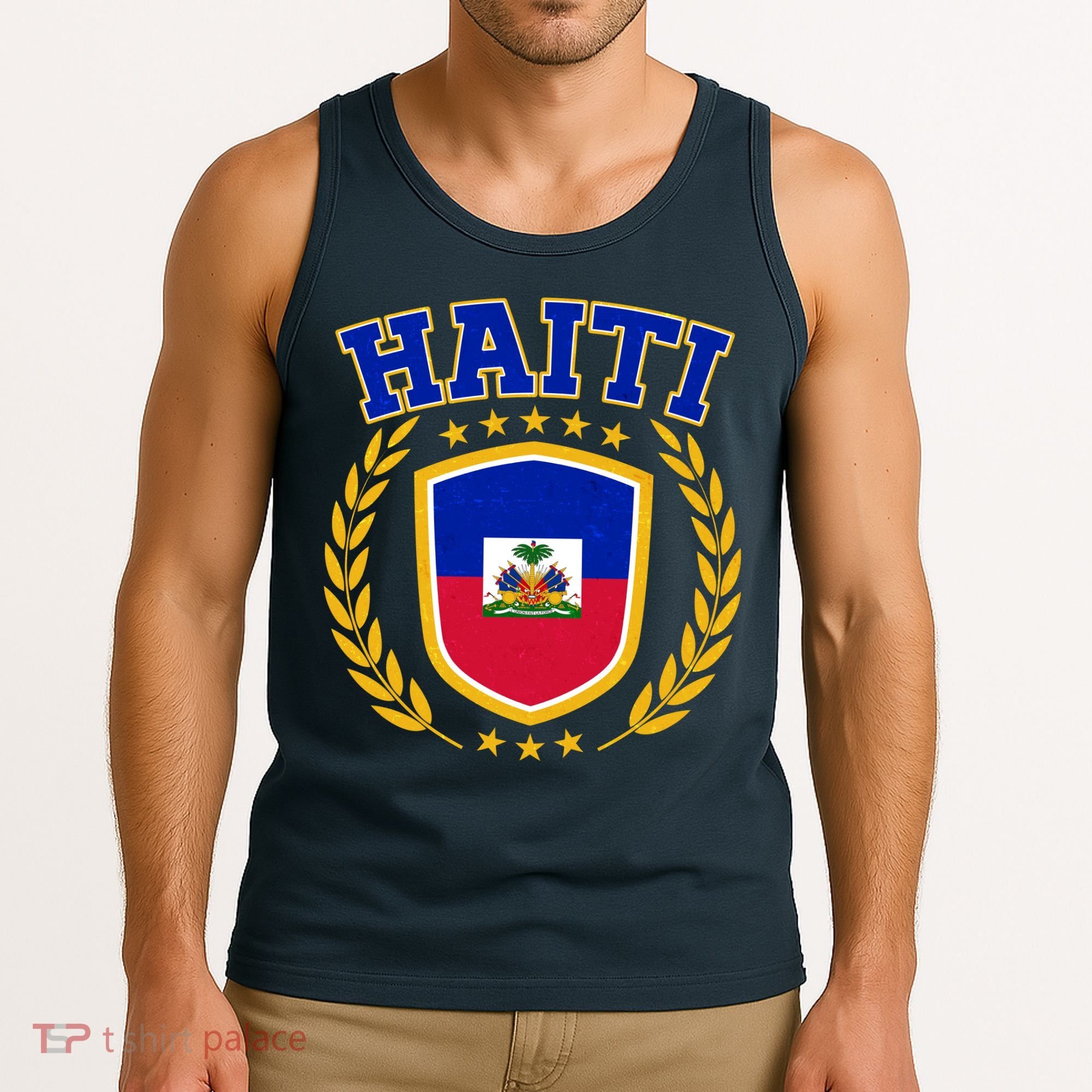 Haiti Flag Crest Shield Logo Tank Top