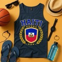 Haiti Flag Crest Shield Logo Tank Top thumb 4