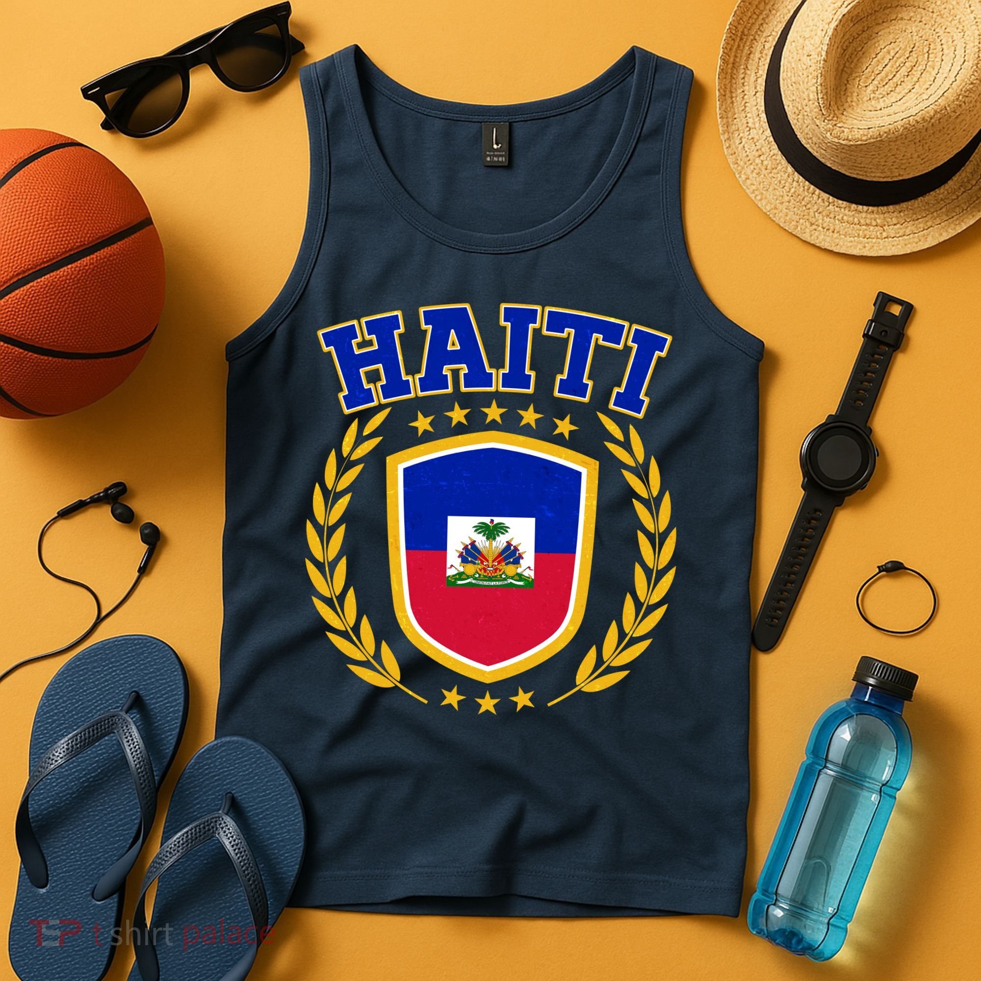 Haiti Flag Crest Shield Logo Tank Top