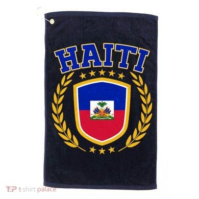 Haiti Flag Crest Shield Logo Golf Towel