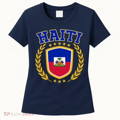 Haiti Flag Crest Shield Logo Women's T-Shirt