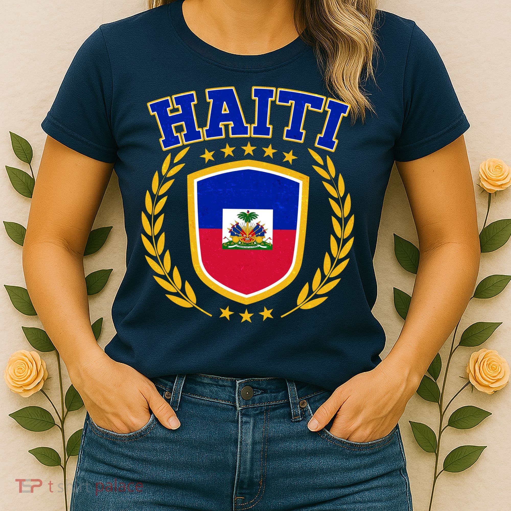 Haiti Flag Crest Shield Logo Women's T-Shirt