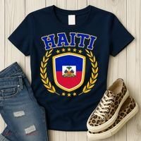 Haiti Flag Crest Shield Logo Women's T-Shirt thumb 3