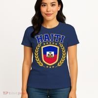 Haiti Flag Crest Shield Logo Women's T-Shirt thumb 4