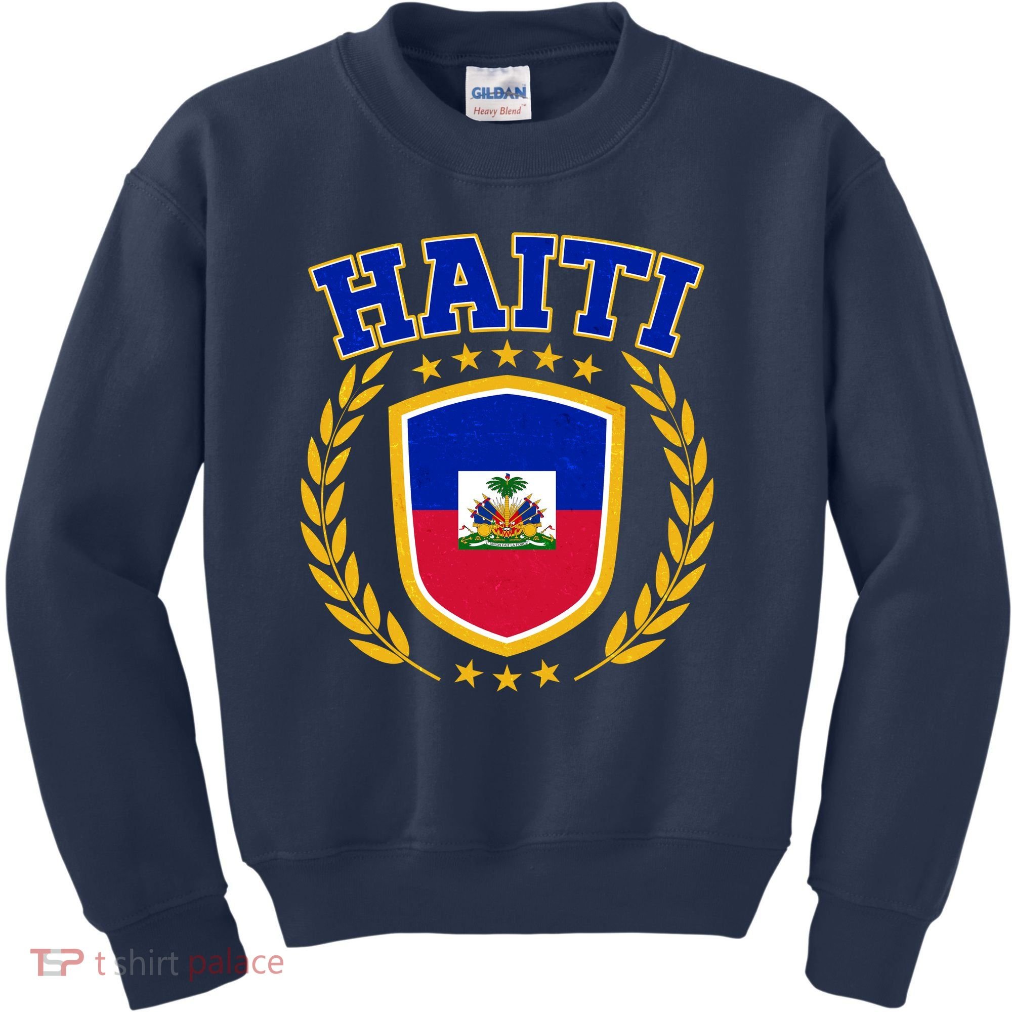 Haiti Flag Crest Shield Logo Kids Sweatshirt