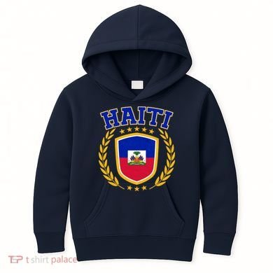 Haiti Flag Crest Shield Logo Kids Hoodie