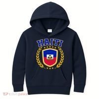 Haiti Flag Crest Shield Logo Kids Hoodie thumb 0