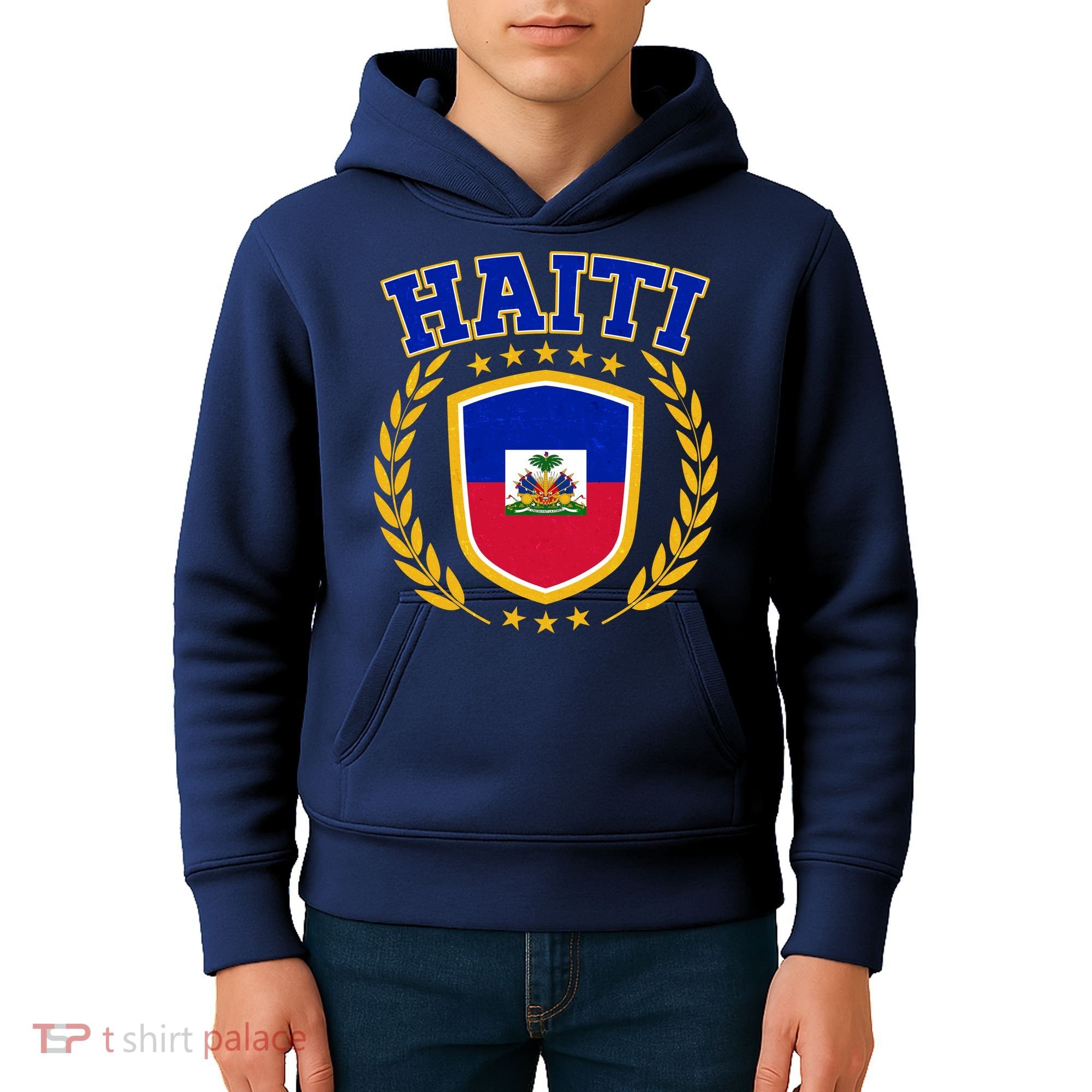 Haiti Flag Crest Shield Logo Kids Hoodie