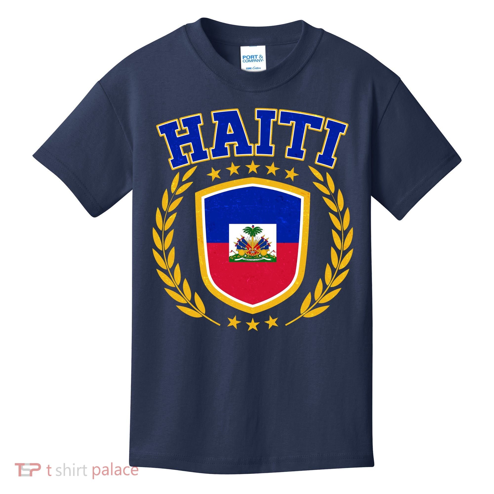 Haiti Flag Crest Shield Logo Kids T-Shirt