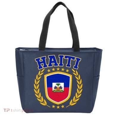 Haiti Flag Crest Shield Logo Tote Bag