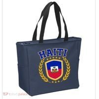 Haiti Flag Crest Shield Logo Tote Bag thumb 2