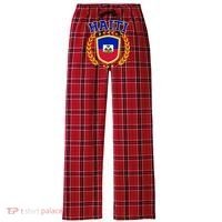 Haiti Flag Crest Shield Logo Women's Flannel Plaid Pajama Pants thumb 0