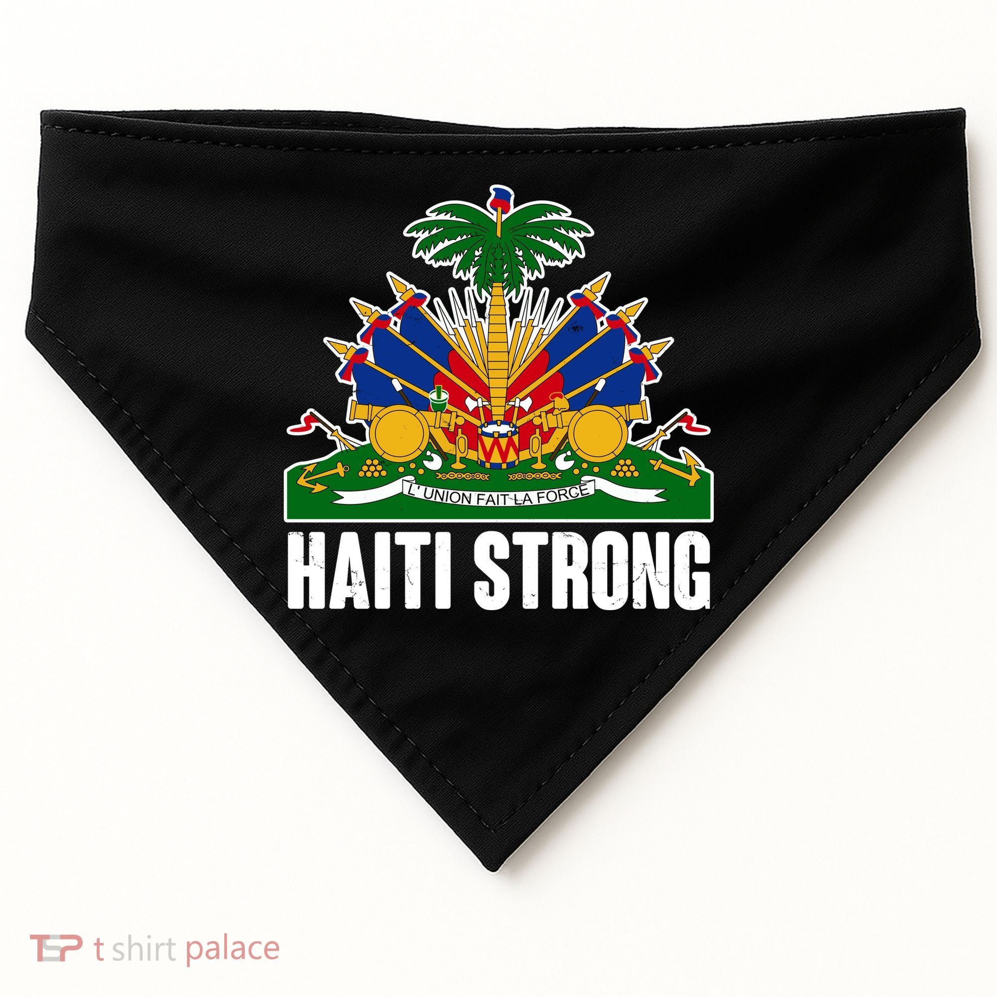 Haiti Strong Flag Symbol Logo USA-Made Doggie Bandana
