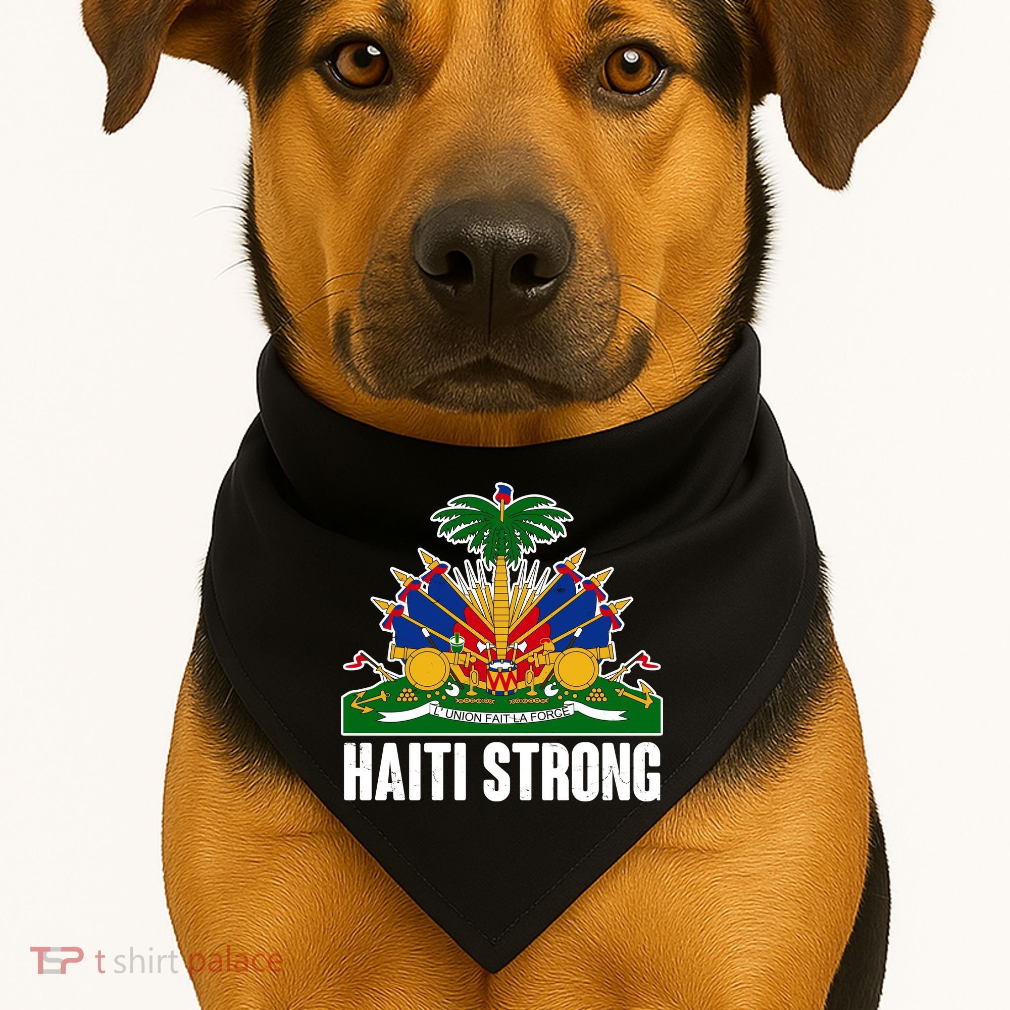 Haiti Strong Flag Symbol Logo USA-Made Doggie Bandana