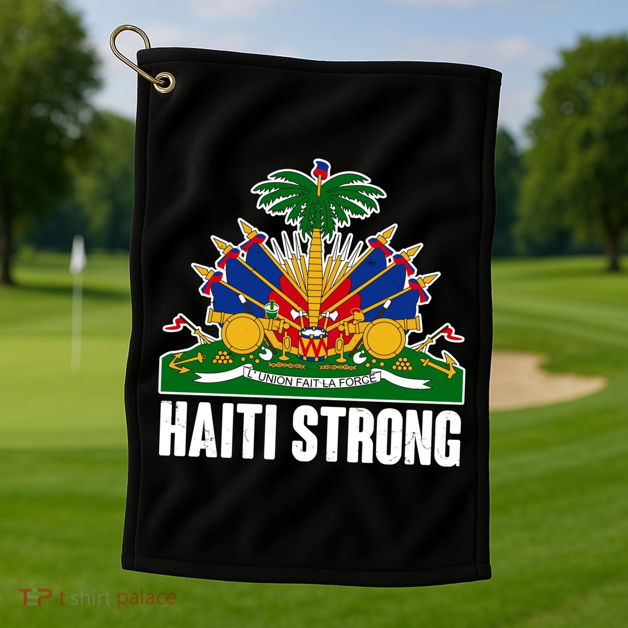 Haiti Strong Flag Symbol Logo Golf Towel