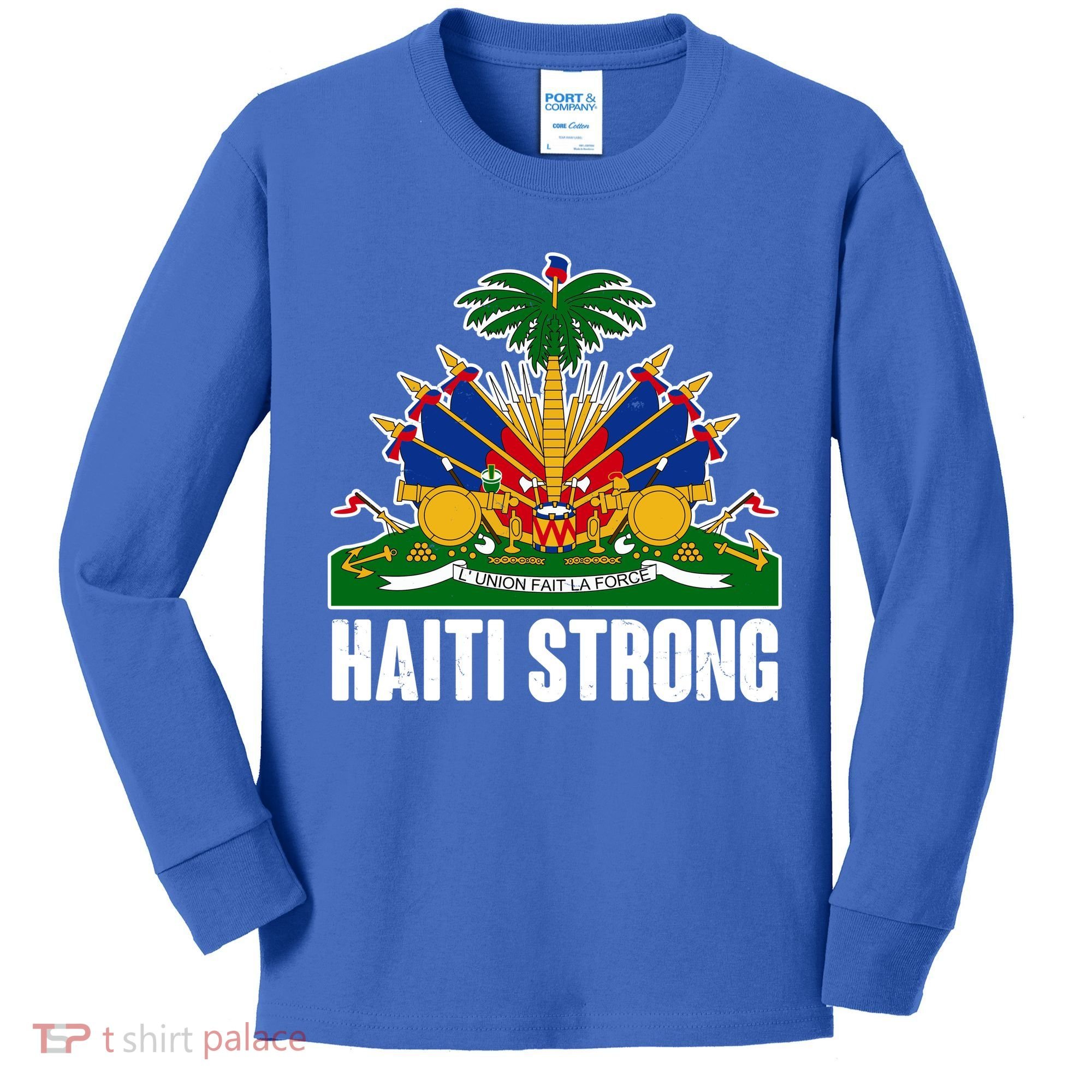 Haiti Strong Flag Symbol Logo Kids Long Sleeve Shirt