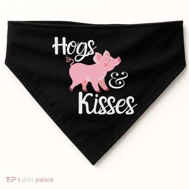 Hogs And Kisses Cute Pig USA-Made Doggie Bandana