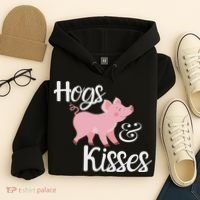 Hogs And Kisses Cute Pig Hoodie thumb 4