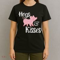 Hogs And Kisses Cute Pig T-Shirt thumb 4