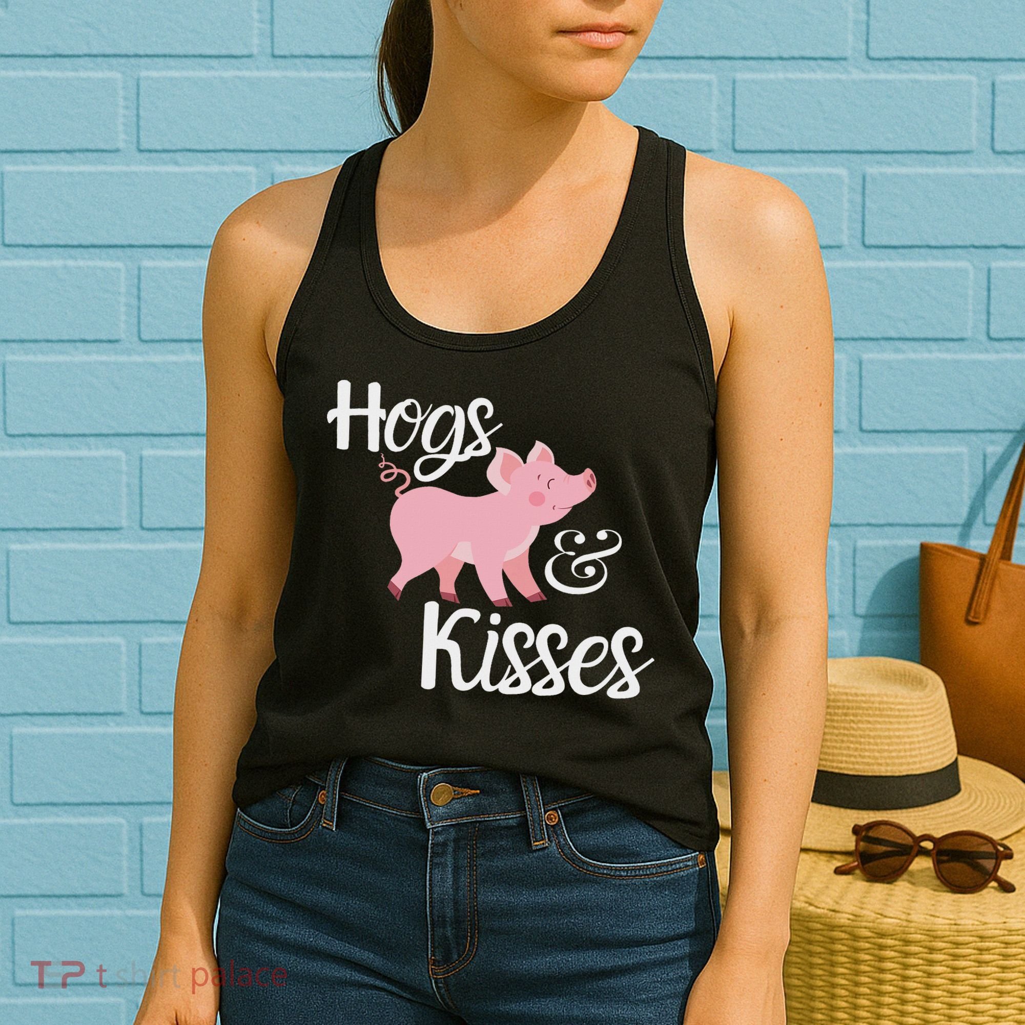 Hogs And Kisses Cute Pig Women's Tank Top