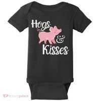 Hogs And Kisses Cute Pig Baby Bodysuit thumb 0