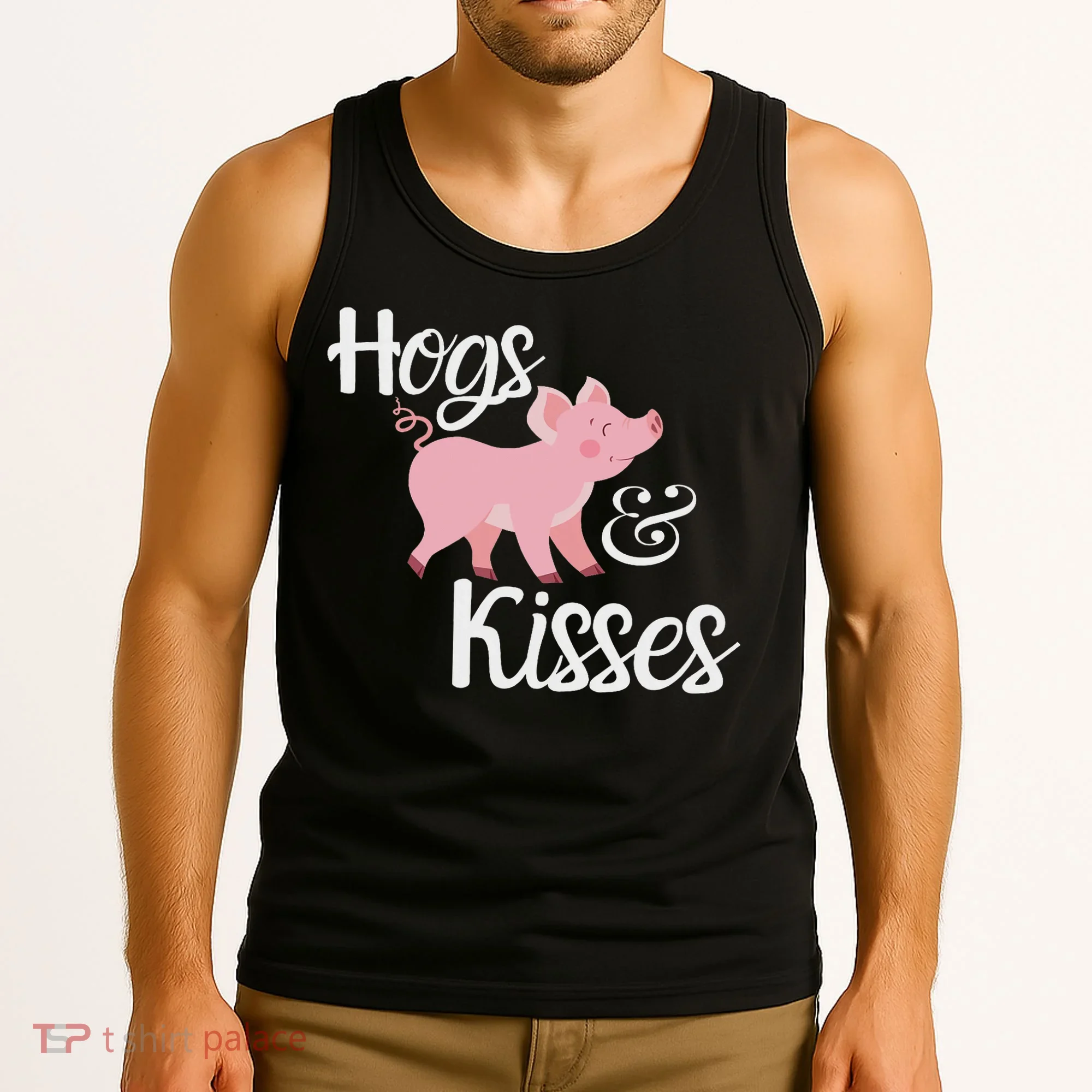 Hogs And Kisses Cute Pig Tank Top