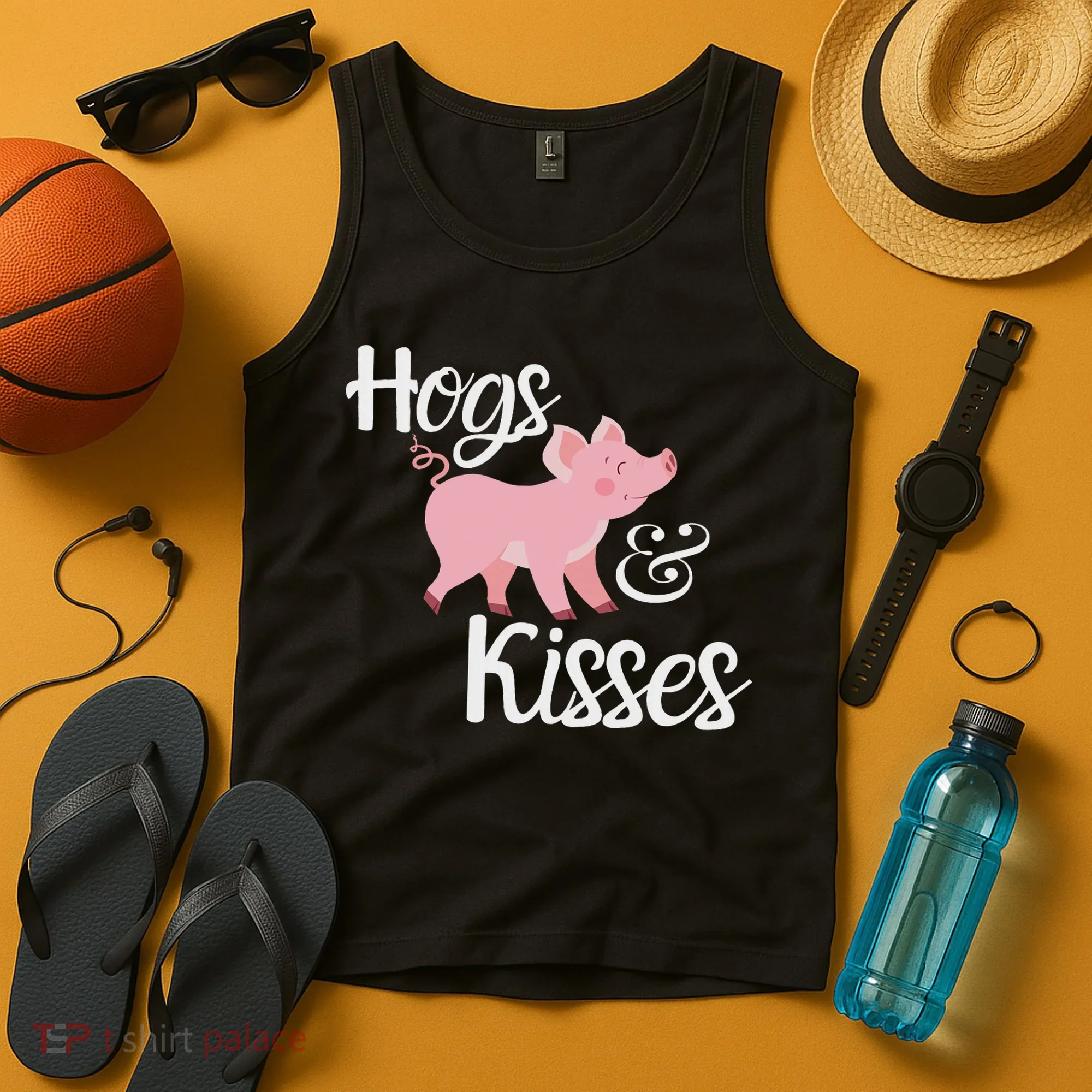 Hogs And Kisses Cute Pig Tank Top