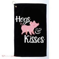 Hogs And Kisses Cute Pig Golf Towel thumb 0