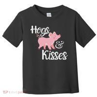 Hogs And Kisses Cute Pig Toddler T-Shirt thumb 0