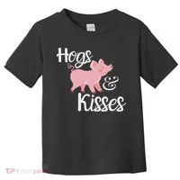Hogs And Kisses Cute Pig Toddler T-Shirt thumb 0