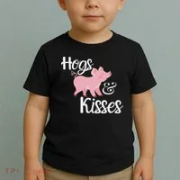 Hogs And Kisses Cute Pig Toddler T-Shirt thumb 2