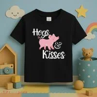 Hogs And Kisses Cute Pig Toddler T-Shirt thumb 3