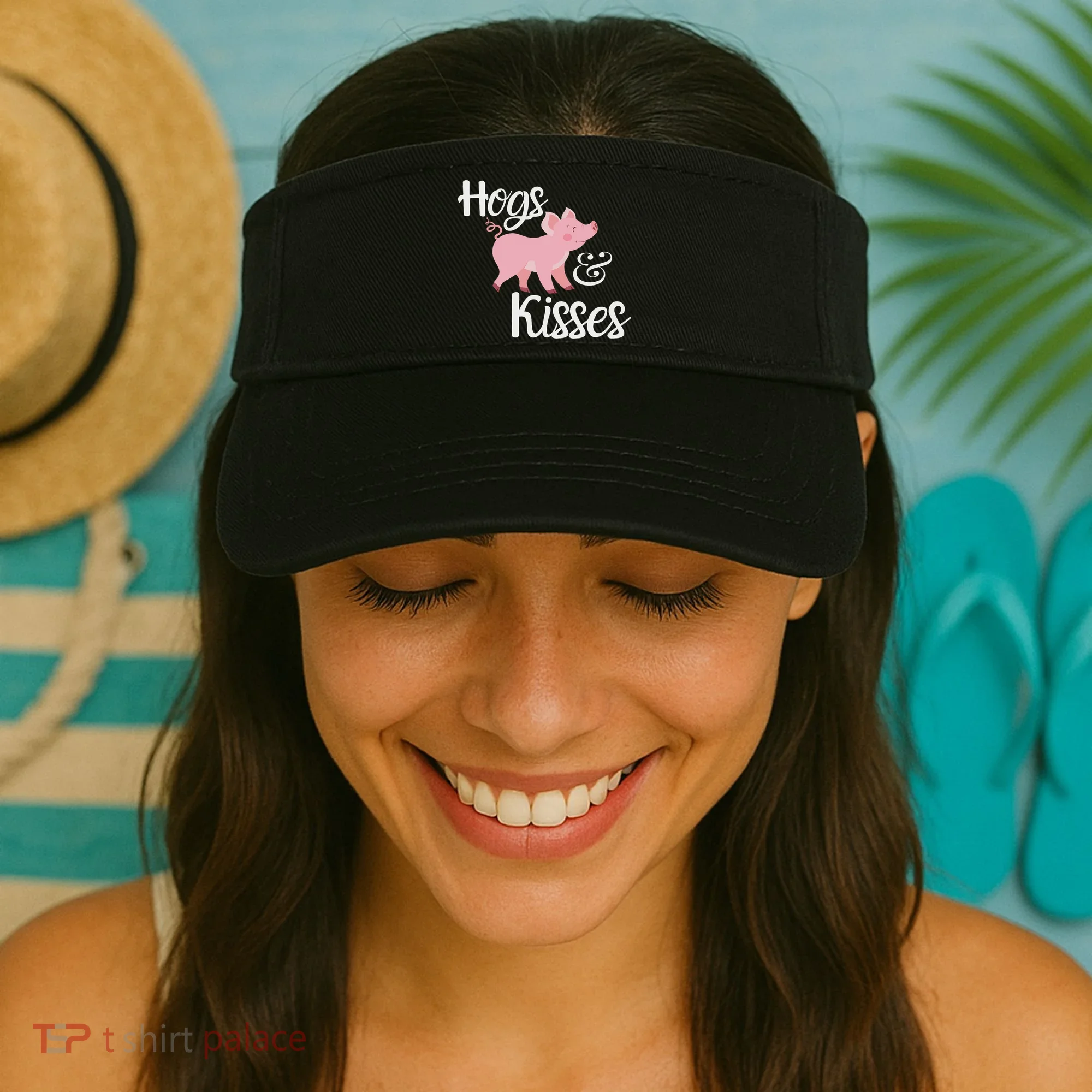 Hogs And Kisses Cute Pig Visor