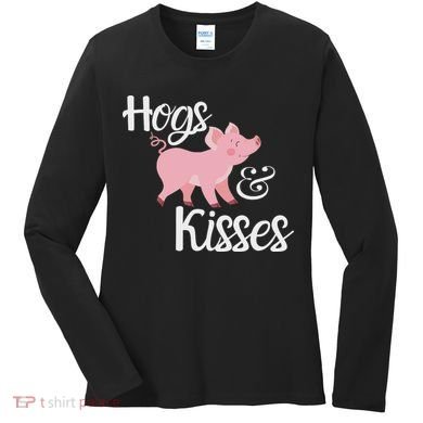 Hogs And Kisses Cute Pig Women's Long Sleeve Shirt
