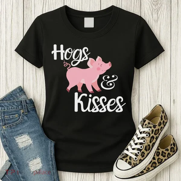 Hogs And Kisses Cute Pig Women's T-Shirt