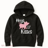 Hogs And Kisses Cute Pig Kids Hoodie thumb 0