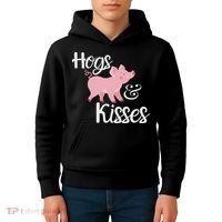 Hogs And Kisses Cute Pig Kids Hoodie thumb 4