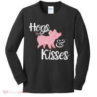 Hogs And Kisses Cute Pig Kids Long Sleeve Shirt thumb 0