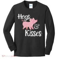Hogs And Kisses Cute Pig Kids Long Sleeve Shirt thumb 0