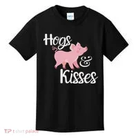Hogs And Kisses Cute Pig Kids T-Shirt thumb 0