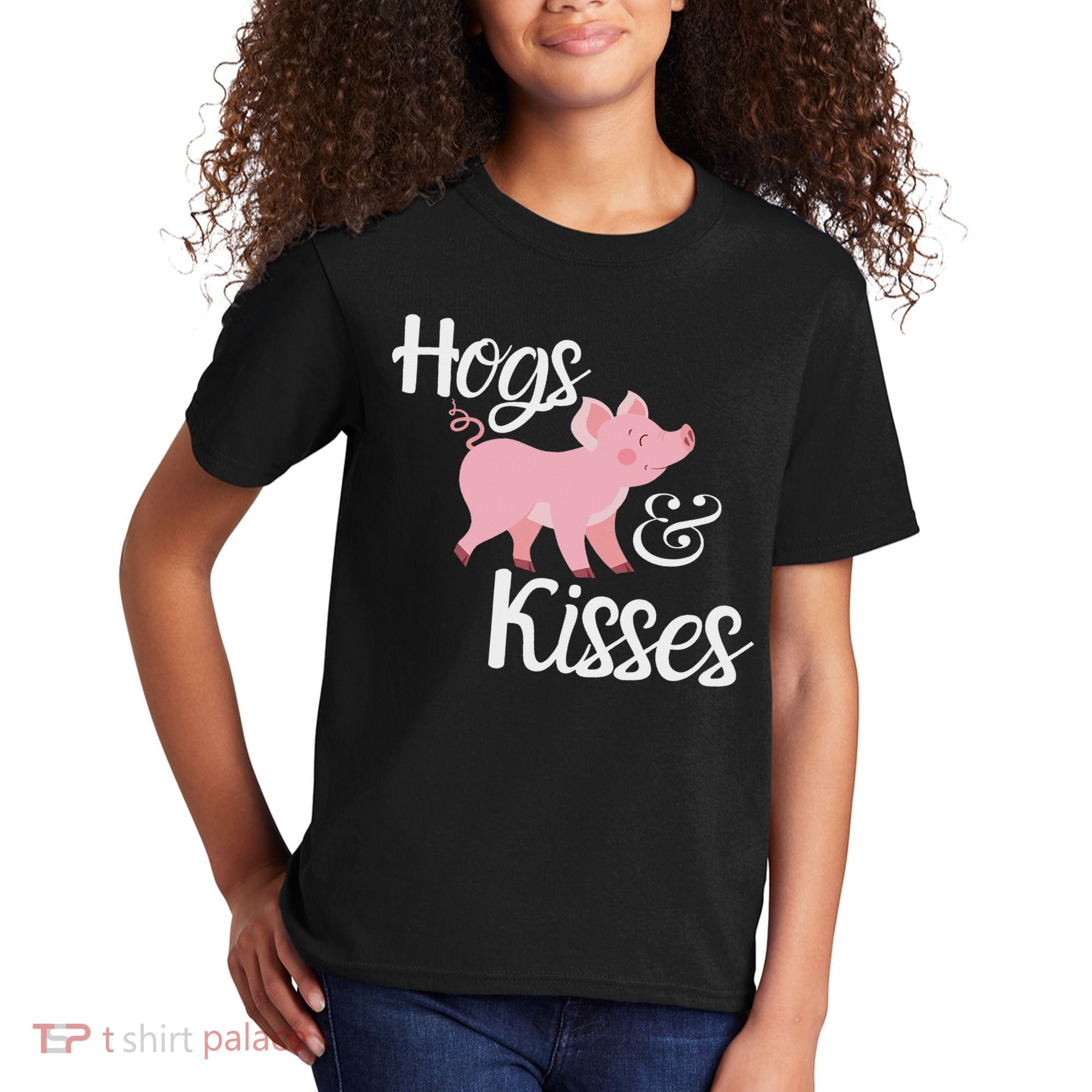 Hogs And Kisses Cute Pig Kids T-Shirt
