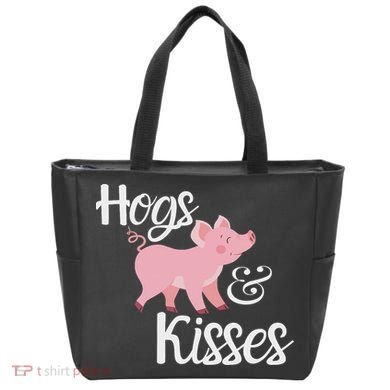 Hogs And Kisses Cute Pig Tote Bag