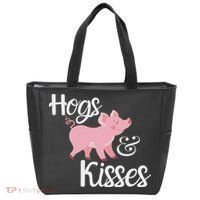 Hogs And Kisses Cute Pig Tote Bag thumb 0