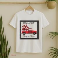 Hugs And Kisses Special Delivery Truck Happy Valentines Day T-Shirt thumb 2
