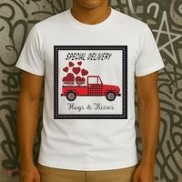 Hugs And Kisses Special Delivery Truck Happy Valentines Day T-Shirt thumb 3