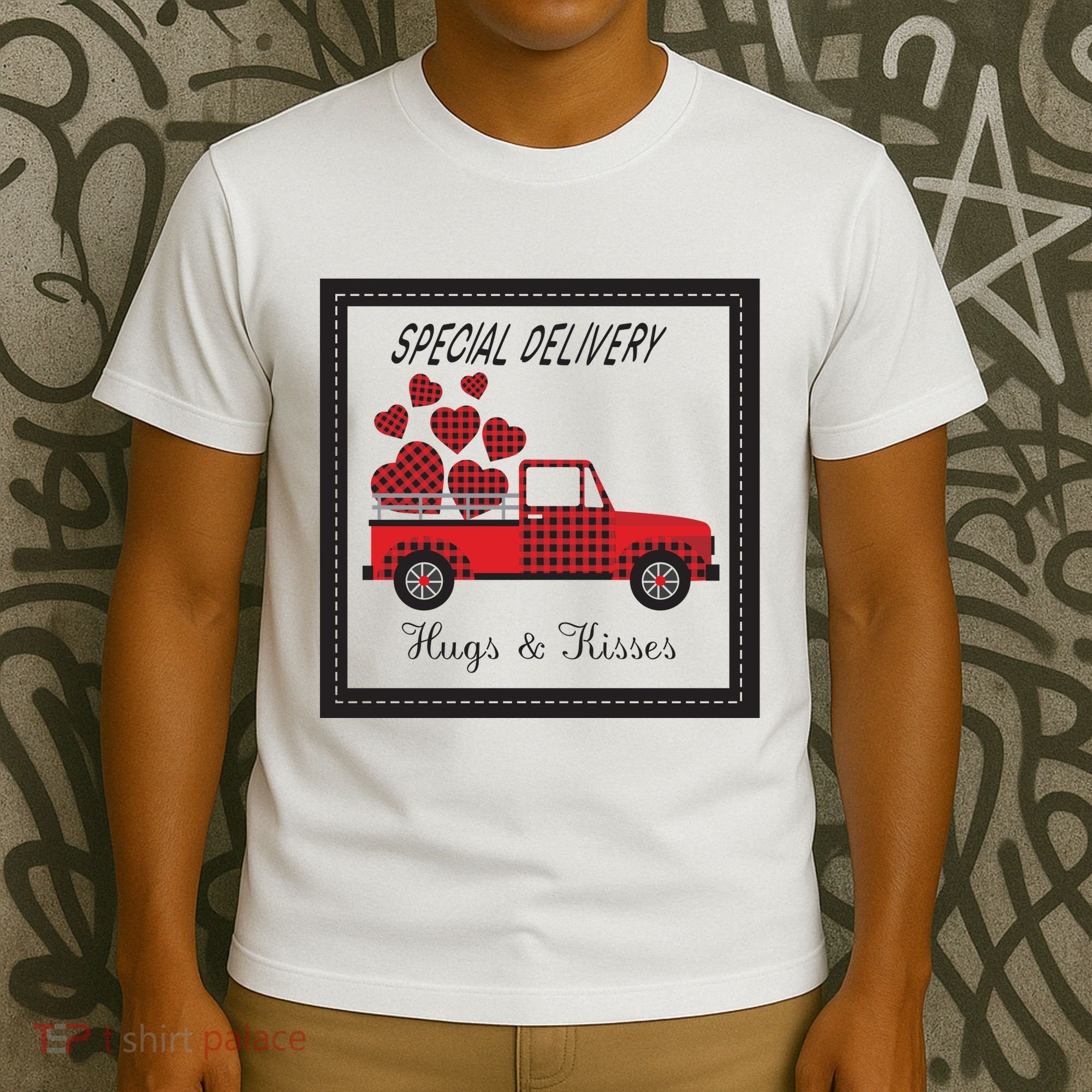 Hugs And Kisses Special Delivery Truck Happy Valentines Day T-Shirt